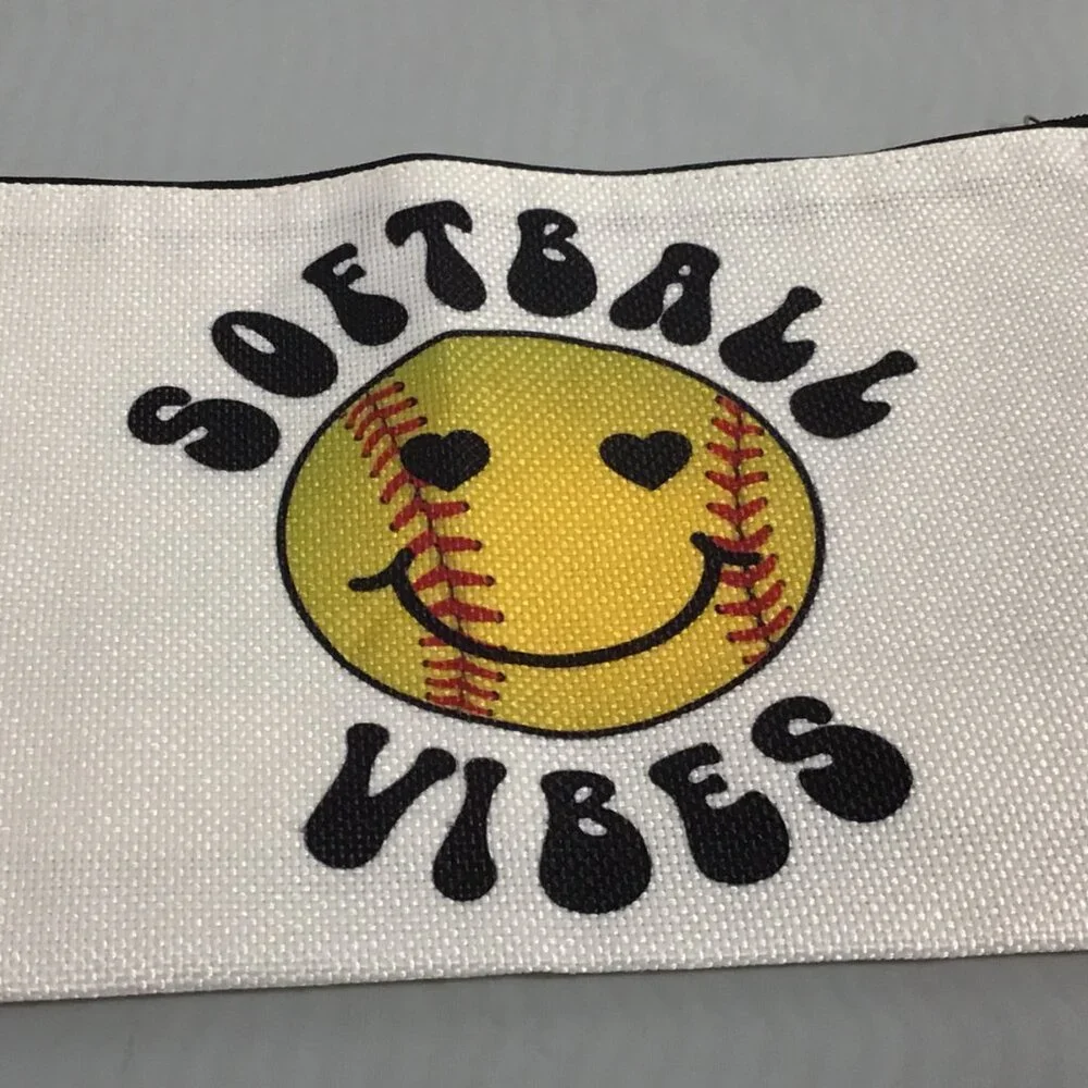 Canvas Cosmetic Bag, Girl Accessories, Pouch Organizer Softball Vibes